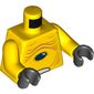 Torso Alien with Skin Folds and Black Eye Print, Yellow Arms, Black Hands