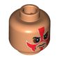 Minifig Head Temple Guard, Red Face Paint, Sunken Eyes Print [Blocked Open Stud]