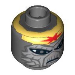Minifig Head Turk Falso, Light Bluish Gray Face, Large Eyes and Yellow Headband with Red Star Print