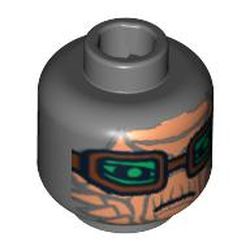 Minifig Head Hondo Ohnaka, Brown Goggles Print