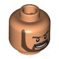 Minifig Head Cairo Thug, Beard Gray with White Pupils and Grin with Teeth Print