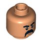 Minifig Head Kazim, Fu Manchu Moustache, Thick Eyebrows Print [Blocked Open Stud]