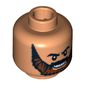 Minifig Head Temple Guard, Beard Brown Full with Black Knit Eyebrows and Grin with Teeth Print [Blocked Open Stud]