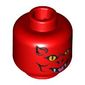 Minifig Head Devil, Yellow Eyes, Horns Print [Blocked Open Stud]