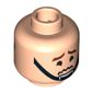 Minifig Head Captain Antilles, Dual Sided, Brown Eyebrows and Black Chin Strap Smiling / Worried Print [Blocked Open Stud]