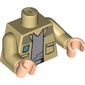 Torso Shirt Open with Pockets and Gray T-Shirt Print (Captain Antilles), Tan Arms, Light Nougat Hands