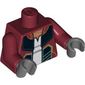 Torso Jacket with Black Panels and White Undershirt Print (Hondo Ohnaka), Dark Red Arms, Dark Bluish Gray Hands