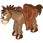 Animal, Horse 'Bullseye' with Tan Face, Dark Orange Saddle, Dark Brown Mane, Tail, Hooves print