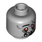 Minifig Head Zombie, Red Eyes with White Pupils, Missing Teeth Print