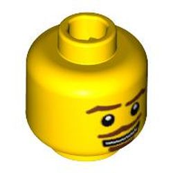 Minifig Head Forestman, Brown Eyebrows and Moustache, White Mouth and White Pupils Print [Blocked Open Stud]