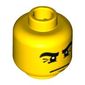 Minifig Head Ninja, Thick Eyebrows with Crow's Feet Wrinkles and White Pupils Print [Blocked Open Stud]