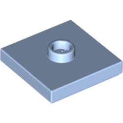 LEGO part 87580 PLATE 2X2 W 1 KNOB in Light Royal Blue/ Bright Light Blue