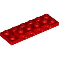 LEGO part  PLATE 2X6X2/3 W 4 HOR. KNOB in Bright Red/ Red