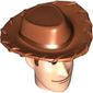 Minifig Head Special with Dark Orange Cowboy Hat and Smile Print (Woody)
