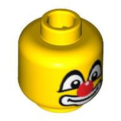 Minifig Head Clown, Big Eyes with White Pupils, Red Nose and Large White Mouth Print