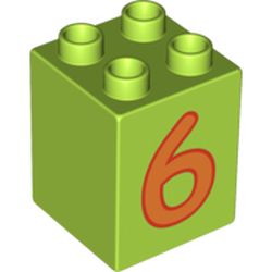 Duplo Brick 2 x 2 x 2 with Orange '6' Print