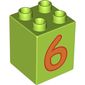 Duplo Brick 2 x 2 x 2 with Orange '6' Print