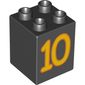 Duplo Brick 2 x 2 x 2 with Yellow '10' Print