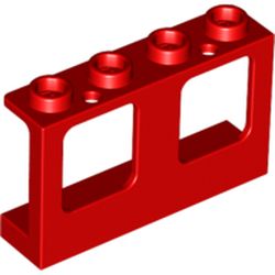 LEGO part 10061345 WALL W/WINDOW W.RADIUS 1X4X2 in Bright Red/ Red