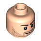 Minifig Head Dastan, Beard Stubble, Bushy Eyebrows, Determined / Grin Print