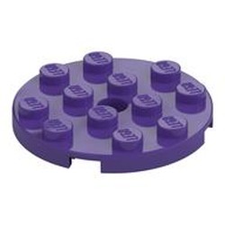 LEGO part  PLATE 4X4 ROUND W. SNAP in Medium Lilac/ Dark Purple