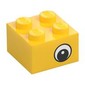 Brick 2 x 2 with Eye with White Print on Two Sides, White Circle in Pupil, Offset