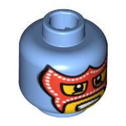 Minifig Head Super Wrestler, Balaclava with Eye and Mouth Holes, Red Mask and White Pupils Print