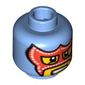 Minifig Head Super Wrestler, Balaclava with Eye and Mouth Holes, Red Mask and White Pupils Print