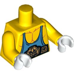 Torso Muscles with Medium Blue Tank Top and Belt Print, Yellow Arms, White Hands