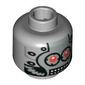 Minifig Head Robot, Silver Faceplate, Red Eyes and Rectangular Grid Mouth [Blocked Open Stud]