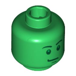 Minifig Head Army Man (Toy Story), Stern Eyebrows, Green Pupils and Chin Dimple Print [Blocked Open Stud]