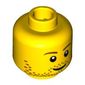 Minifig Head Lance Spears / Knight, Stubble Smile / Crinkled Mouth and Inverted Eyebrows Print