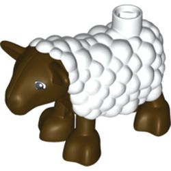 LEGO part 10012062 SHEEP, FRONT DECORATED in Dark Brown