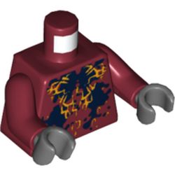 Torso with Black and Bright Light Orange Splotches (Squid) Print, Dark Red Arms, Dark Bluish Gray Hands
