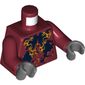 Torso with Black and Bright Light Orange Splotches (Squid) Print, Dark Red Arms, Dark Bluish Gray Hands