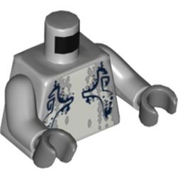 Torso Shark Chest with Yellow Green and Dark Blue Markings Print, Light Bluish Gray Arms, Dark Bluish Gray Hands