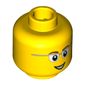 Minifig Head, Glasses with Gray Frame Sides, Brown Eyebrows and Open Smile Print