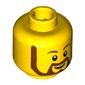 Minifig Head, Beard Brown Rounded, White Pupils, Grin Print
