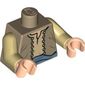 Torso Vest with Gold Buttons over Tan Shirt Print (Merchant), Tan Arms, Light Nougat Hands