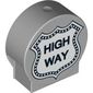 Duplo Brick 1 x 3 x 2 Round Top with 'HIGH WAY' Road Sign Print