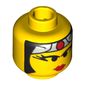 Minifig Head Ninja, Female, Red Lips, Eyelashes, Gray Headband with Red Circle Print [Blocked Open Stud]