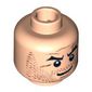 Minifig Head Boba Fett / Jango Fett, Stubble, Arched Eyebrows, White Pupils and Scars Print