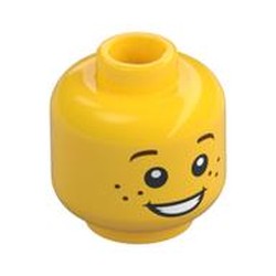 Minifig Head Lil' Nelson / Boy / Girl / Elf, Brown Eyebrows and Freckles, Open Smile Print