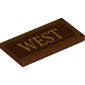 Tile 2 x 4 with Yellow 'WEST' and Fancy Outline Print