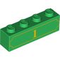 Brick 1 x 4 with Yellow '1' and Fancy Outline Print