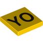 Tile 2 x 2 with Black 'YO' Print