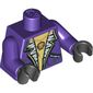 Torso Jacket with Pockets and Gold Necklace with Skull Pendant Print, Dark Purple Arms, Black Hands