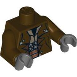 Torso Jacket with Silver Buttons and Ammo Belt Print (Cad Bane), Dark Brown Arms, Dark Bluish Gray Hands