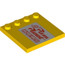 Plate Special 4 x 4 with Studs on One Edge and Pizza Planet Sign Print Right of Studs