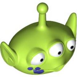 Minifig Head Special, Alien with Antenna and Three Eyes, Purple Spill on Right Cheek Print (Toy Story Alien)